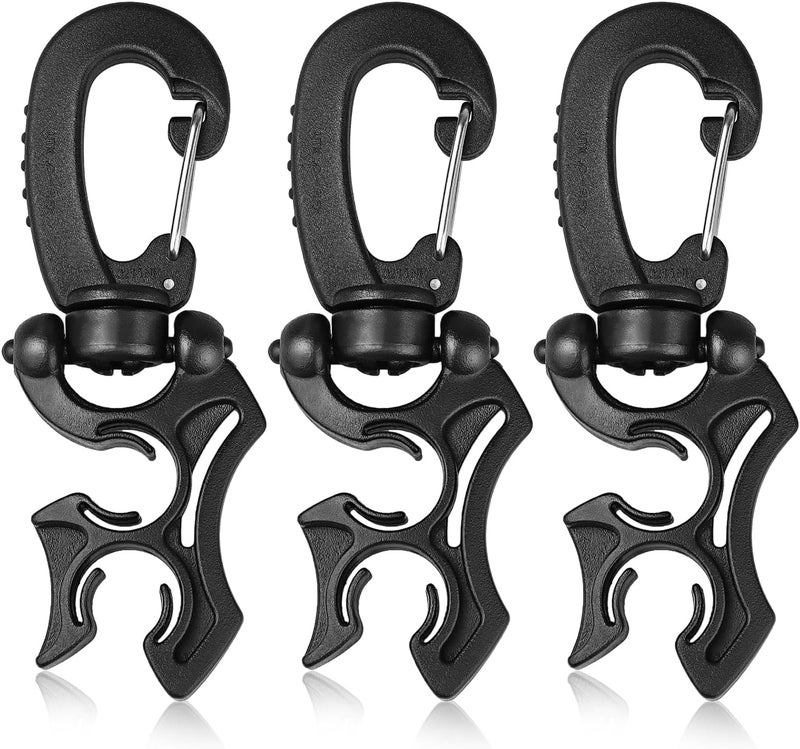 Dawitrly 3 Pieces Scuba Hose Holder Clip, Double BCD Hose Diving Clips with Snap Hook Buckle for Scuba Diving Snorkeling Equipment Accessories - Image 1